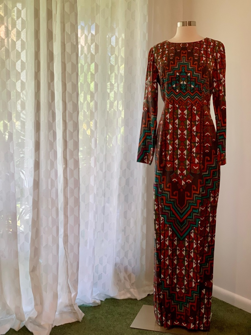FALL Fashion Mara Hoffman Colorful Geometric Print w Open Back Dress Sz